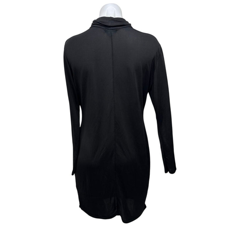 Boohoo Women's Black Long Sleeve Mock Neck Padded Shift Mini Dress Size 18