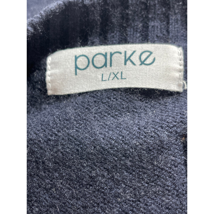 Parke Womens Navy Blue Wool Cashmere Long Sleeve Crew Neck Sweater Top Size L/XL