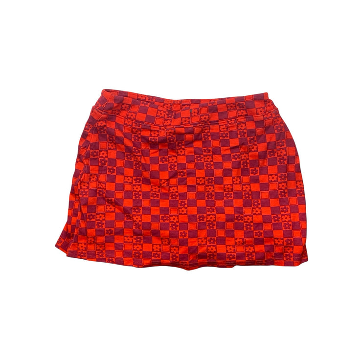 NEW Urban Outfitters Grace Red Floral Checkered Micro Mini A-Line Skort Skirt XS