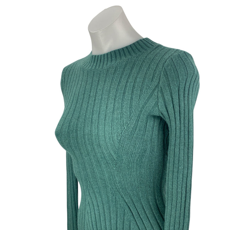 Hollister Green Rib Knit Mock Neck Long Sleeve A Line Sweater Mini Dress Size S