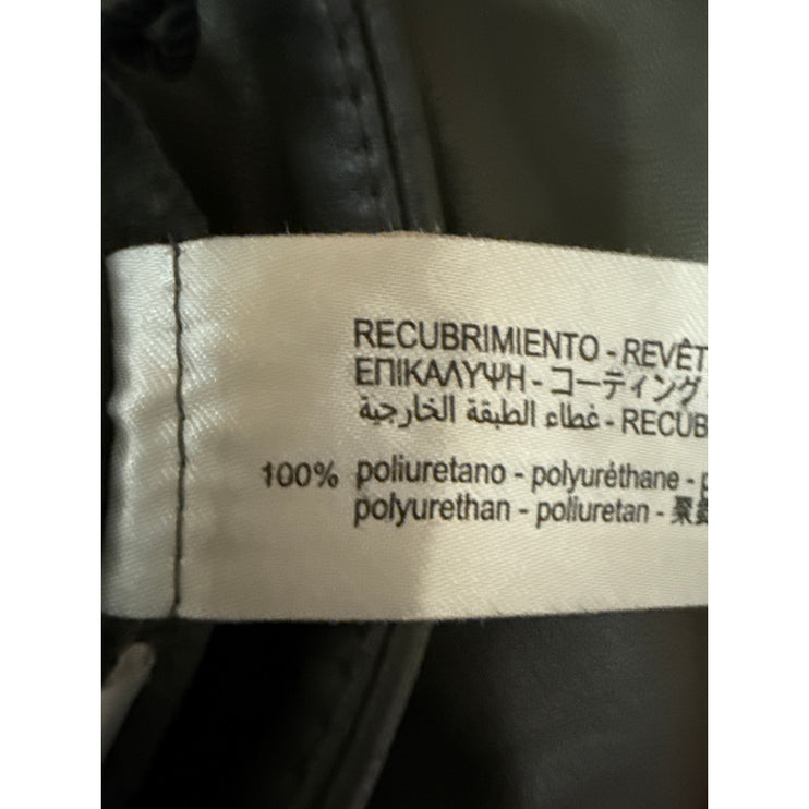 Zara Women's Green Faux Vegan Leather Skinny High Waist Trousers Pants Size S