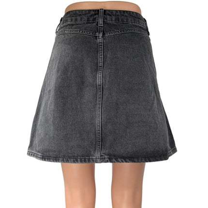 ASOS Design Women's Black Wash Button Down Mini A-line Denim Jeans Skirts Size 8