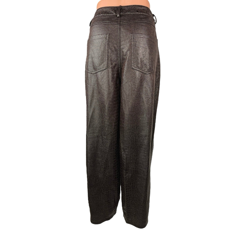 Urban Outfitters Women's Brown Snakeskin Leather Wide Leg High Waist Pants 12