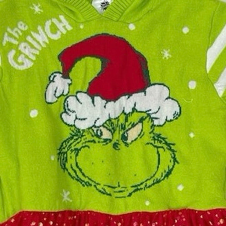 The Grinch Dr. Seuss Toddler Girls Stripe Graphic Hooded Mini Tutu Flare Dress S