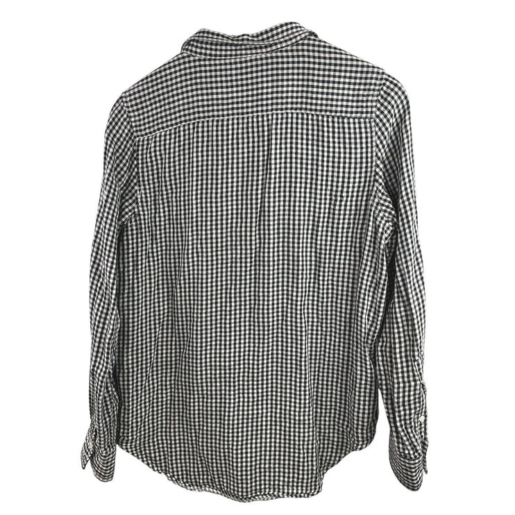 Quinn Men's Black White Gingham Checkered Long Sleeve Button Down Shirt Top Sz M