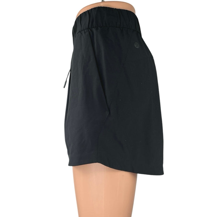 Lululemon Women's Black High Waisted Drawstring Running Athletic Shorts Size 12