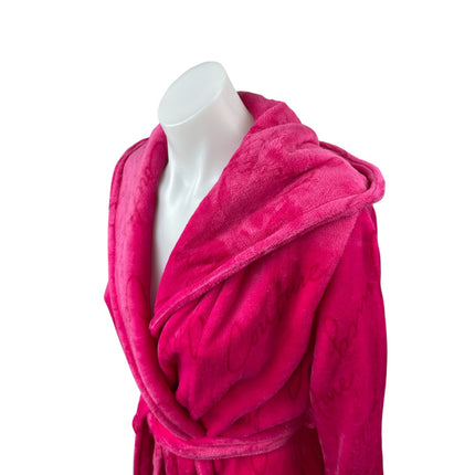 Juicy Couture Hooded Luxe Plush Women's Pink Long Sleeve Wrap Sleepwear Robe S/M