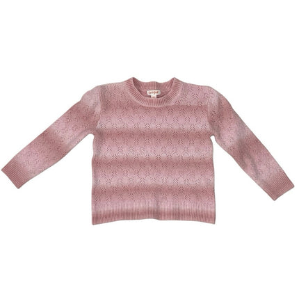 Cat & Jack Kids Girl Pink Striped Knitted Long Sleeve Crew Neck Sweater Top 6-7