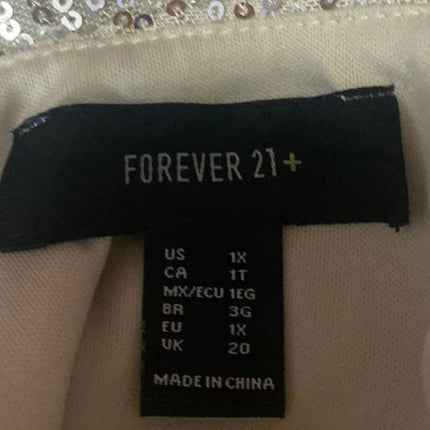 Forever 21 Silver Sequin Sleeveless Cowl Neck Cami Camisole Crop Tank Top Sz 1X