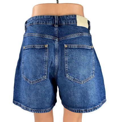 Women's Blue High Waisted Medium Wash Bermuda Y2k Denim Jean Shorts Size 30