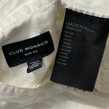 Club Monaco 100% Linen Mens White Long Sleeves Slim Fit Button Down Shirt Top M