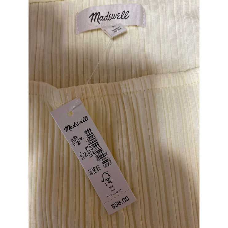 NEW Madewell Women's Yellow Plisse Sleeveless Pleated Tank Blouse Top Size M