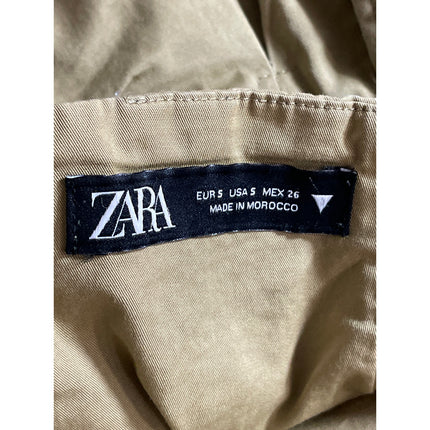 Zara Women's Green Drop Waist Pleated Pocket A Line Mini Skirt Skort Size S
