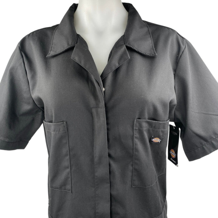 NEW Dickies Women's Black Short Sleeve Pocket Utility Coverall Jumpsuit Size L