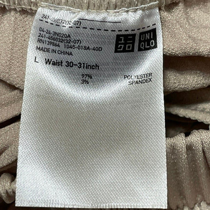 Uniqlo Beige Tan Ribbed Elastic Waist Straight Leg Lounge Trousers Pants 30-31