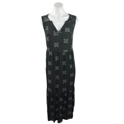 Universal Thread Womens Floral Black Sleeveless V-Neck A-Line Maxi Dress Size 1X