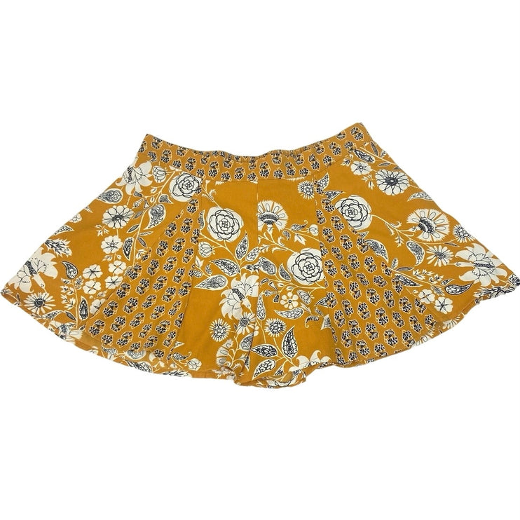 B.O.G Collective Yellow Floral Print Elastic Waist Casual Flowy Shorts Size M