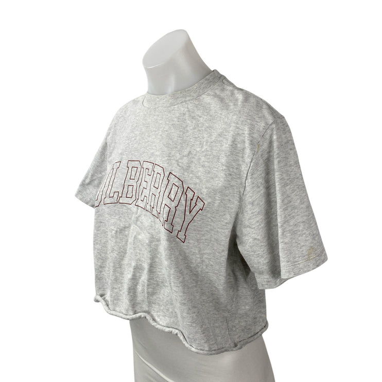 Aime Leon Dore Women's Gray Heather Mulberry Boxy Cropped T Shirt Tee Top Size M