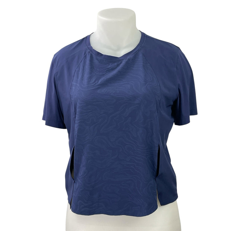 Lululemon Blue Short Sleeve Lightweight Stretch Running Tee T-Shirt Top Size 14