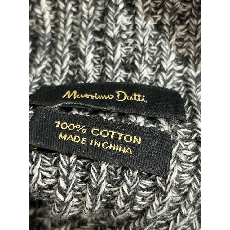 Massimo Dutti Gray Marled Cap Sleeve Mock Neck Ribbed Knit Sweater Top Size XS