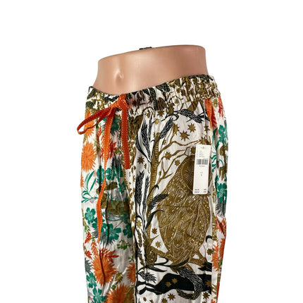 NEW Anthropologie Cally Conway Multicolor Floral High Rise Wide Leg Sleep Pant S