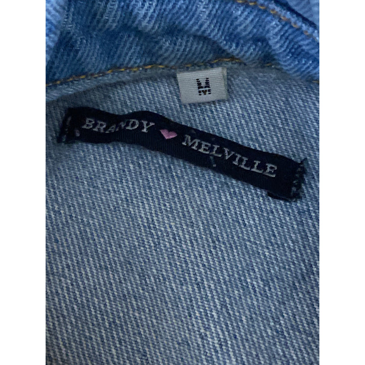 Brandy Melville Women's Collared Long Sleeve Crop Trucker Denim Coat Jacket Sz M