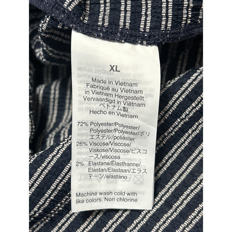 Madewell Texture & Thread Blue Striped Short Puff Sleeve Cropped Blouse Top XL