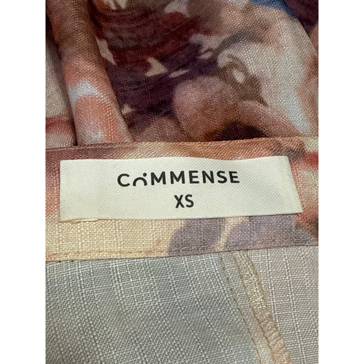 Commense Women's Multicolor Collared Balloon Sleeve Midi Flare A-Line Dress XS