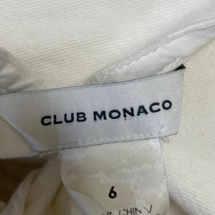 Club Monaco Women's White Sleeveless Half Zip Belted Mini Sheath Dress Size 6