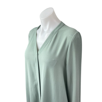 COS Green Long Sleeve Button Down V Neck Drop Waist Swing Midi Dress Size 4