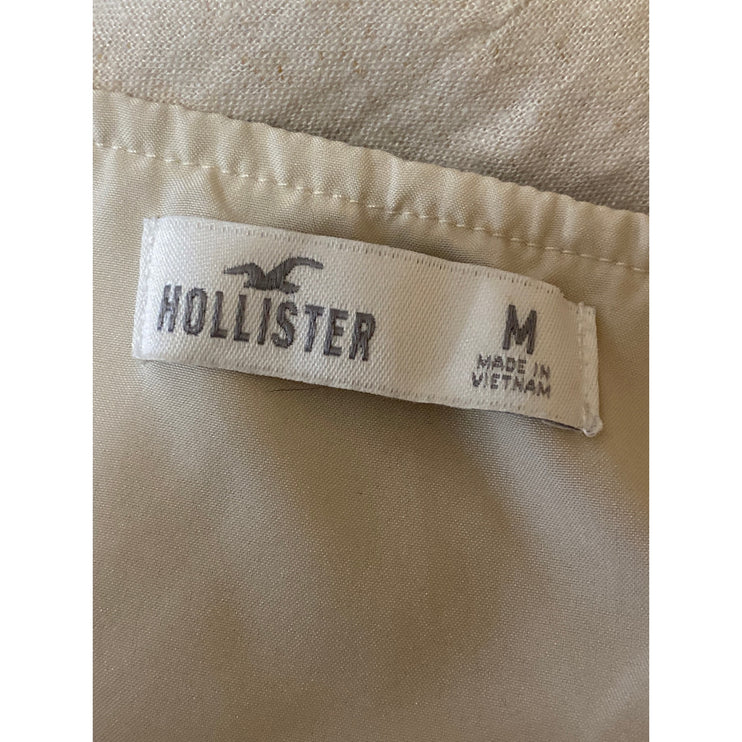 Hollister Women's Beige Sleeveless V Neck Button Up Buckle Vest Crop Top Size S