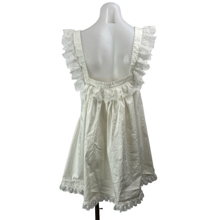For Love & Lemons White Sleeveless Ruffles Lace Straps Babydoll Mini Dress Sz L