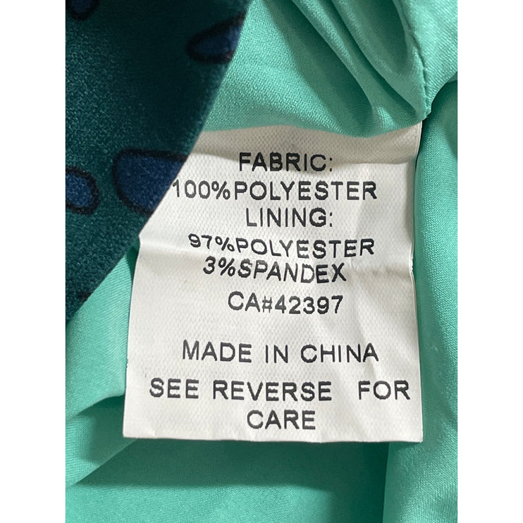 Pink Martini Women's Green Tropical Sleeveless Pleated Mini Flare A-Line Dress L