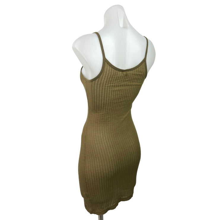 Emma & Sam Green Knit Scoop Neck Stretch Mini Camisole Bodycon Slip Dress Sz XS