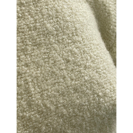 Autumn Cashmere Beige Black Crew Neck Long Puff Sleeves Crop Sweater Top Sz M/L