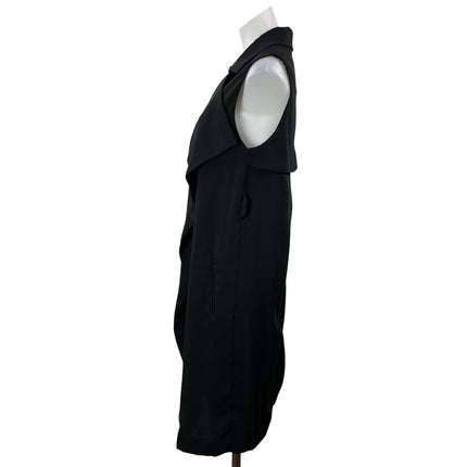 Topshop Women's Black Long Sleeves Notch Open Front Knee Length Vest Top Size 4