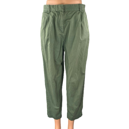 Everlane Women's Green High Rise Pleated Tapered Leg Crop Trousers Pants Size 0