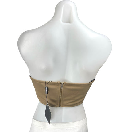 NEW Hera Collection Brown Sleeveless Strapless Bandeau Bustier Corset Crop Top S