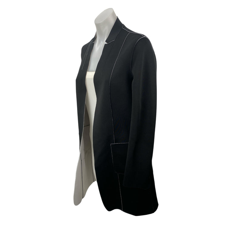 Elie Tahari Women's Black Long Sleeve Open Front Cardigan Blazer Coat Jacket XS
