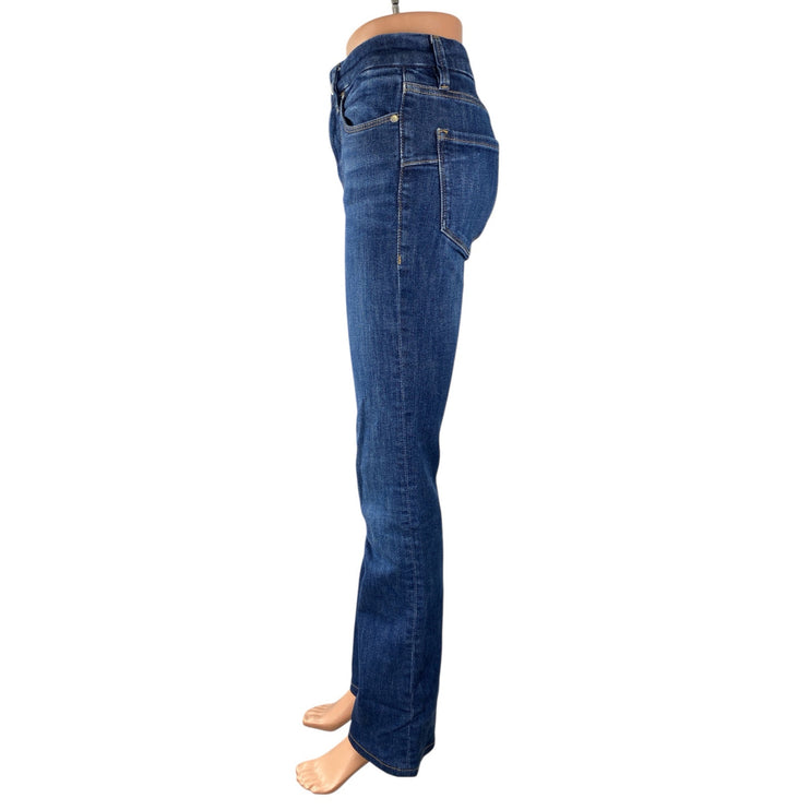 Zara Women's Blue High Waisted Slim Medium Wash Flare Bootcut Denim Jeans Size 2