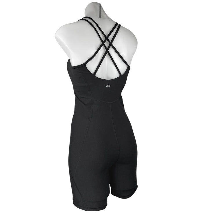 Abercrombie YPB SculptLUX Black Sleeveless One Piece Tank Romper Shorts Size S