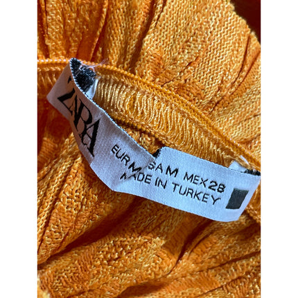NEW Zara Women's Orange Ribbed Sleeveless Tank Top Midi Straight Skirt Set Sz M