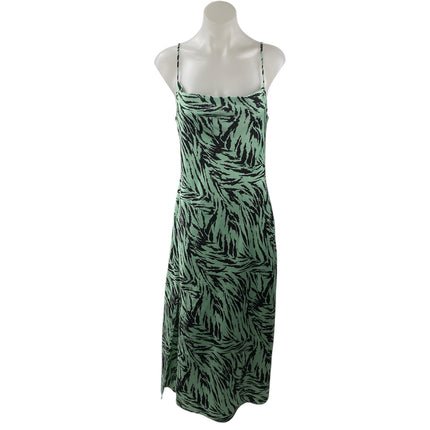 WAYF Influencing Satin Tiger Print Cowl Neck Sleeveless Midi Tank Slip Dress S