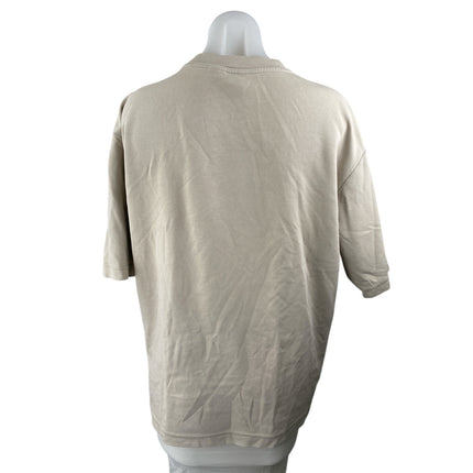 Uniqlo Airism Womens Beige Short Sleeve Crew Neck Basic Tee T-Shirt Top Size L