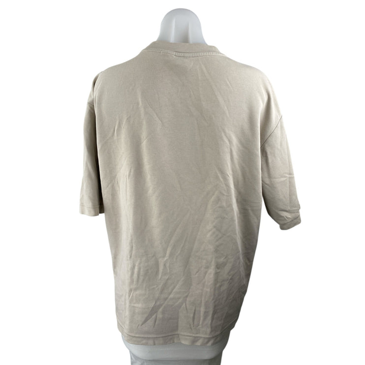 Uniqlo Airism Womens Beige Short Sleeve Crew Neck Basic Tee T-Shirt Top Size L