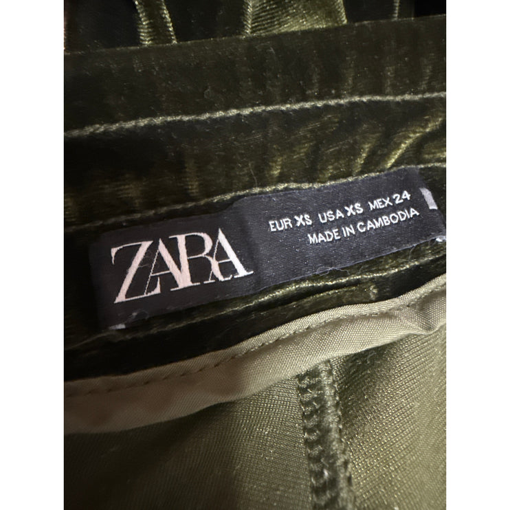 Zara Women's Green Velvet Velour Colorblock High Rise Jogger Sweat Pants Size XS