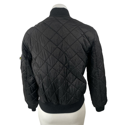 Alpha Industries MA-1 Diamond Black Quilted Long Sleeve Bomber Coat Jacket Sz S