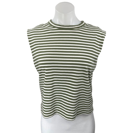Madewell Green Striped Sleeveless Cami Muscle Tee Shirt Sweater Tank Vest Top S
