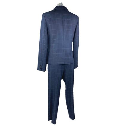 Banana Republic Women's Blue Plaid Long Sleeve Blazer Dress Pants 2 Pc Set 8/10