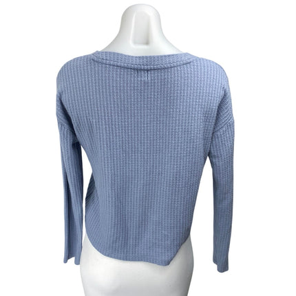 Gap Women's Blue Long Sleeve Ribbed Knit Cropped Pullover Sweater Top Size XS